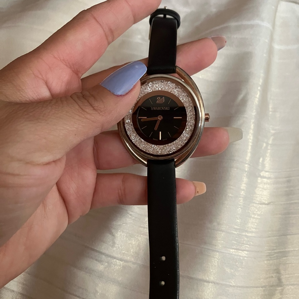 Swarovski Black and Rose Gold Crystal Watch